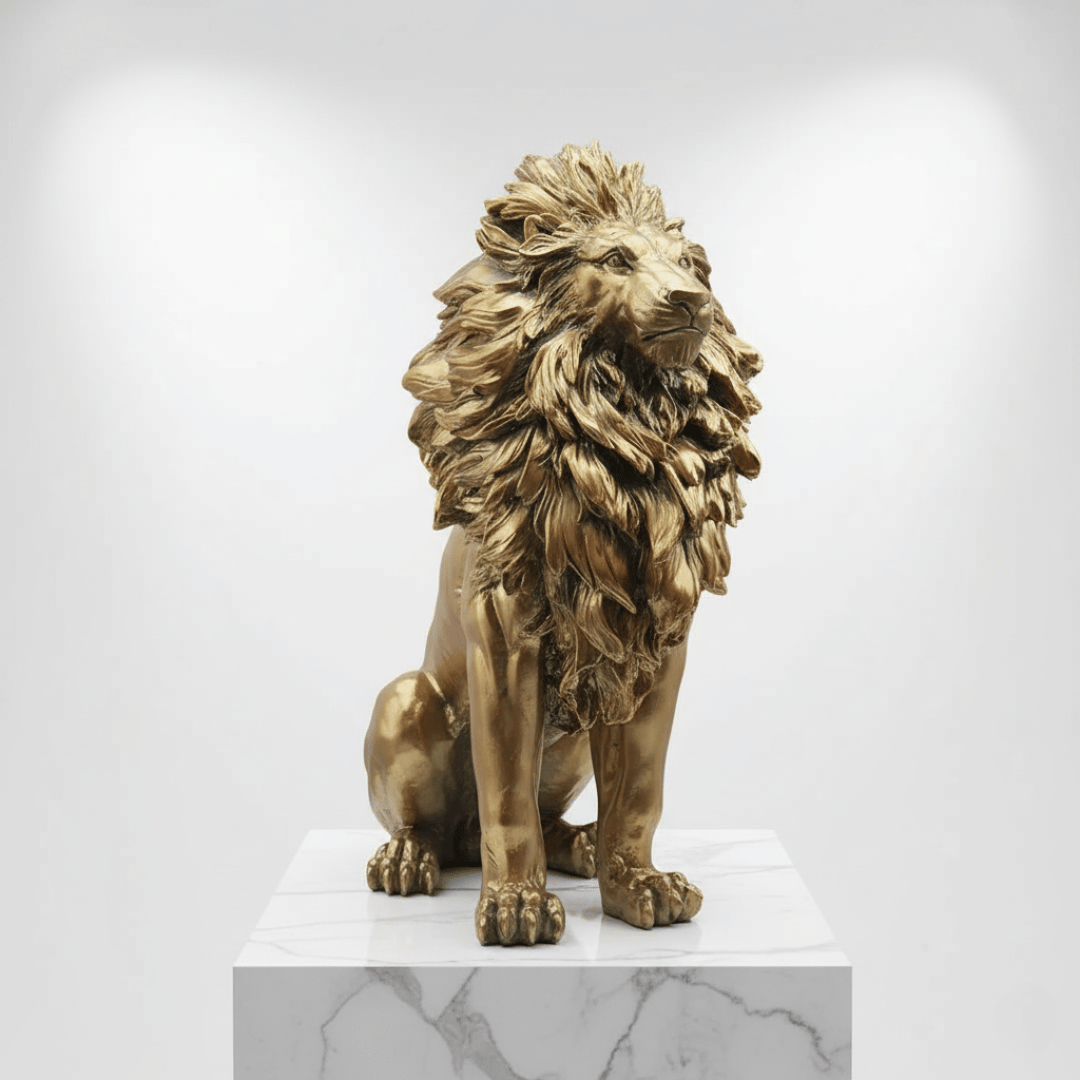 Majestic Gold Lion – Floor Sculpture