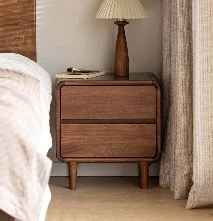 Nordic Walnut - Two-Drawer Nightstand in Solid Walnut
