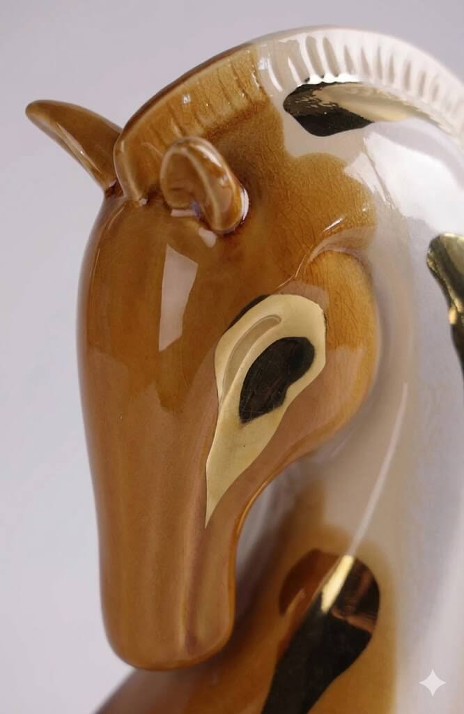 Tricolor Elegance - Abstract Ceramic Horse Sculpture