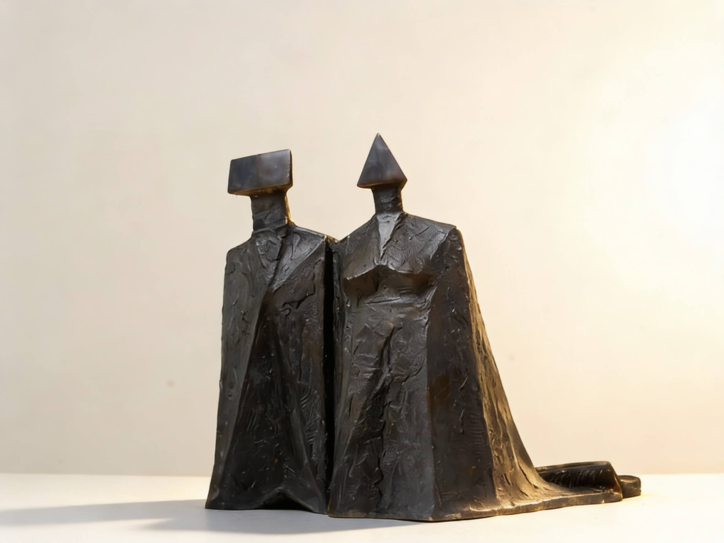 Abstract Cloaked Figures Bronze Sculpture