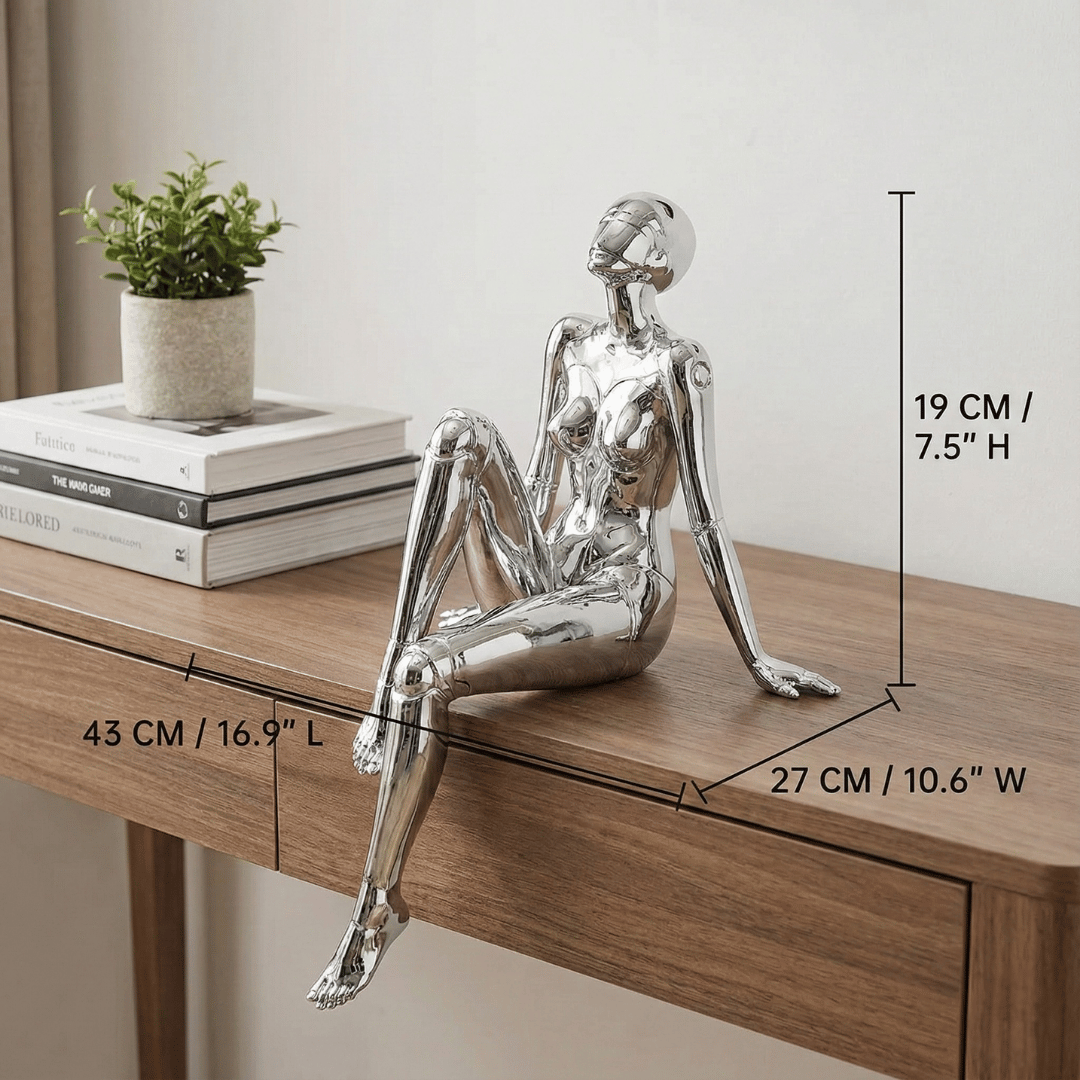 CHROME REVERIE | Seated Figure Sculpture