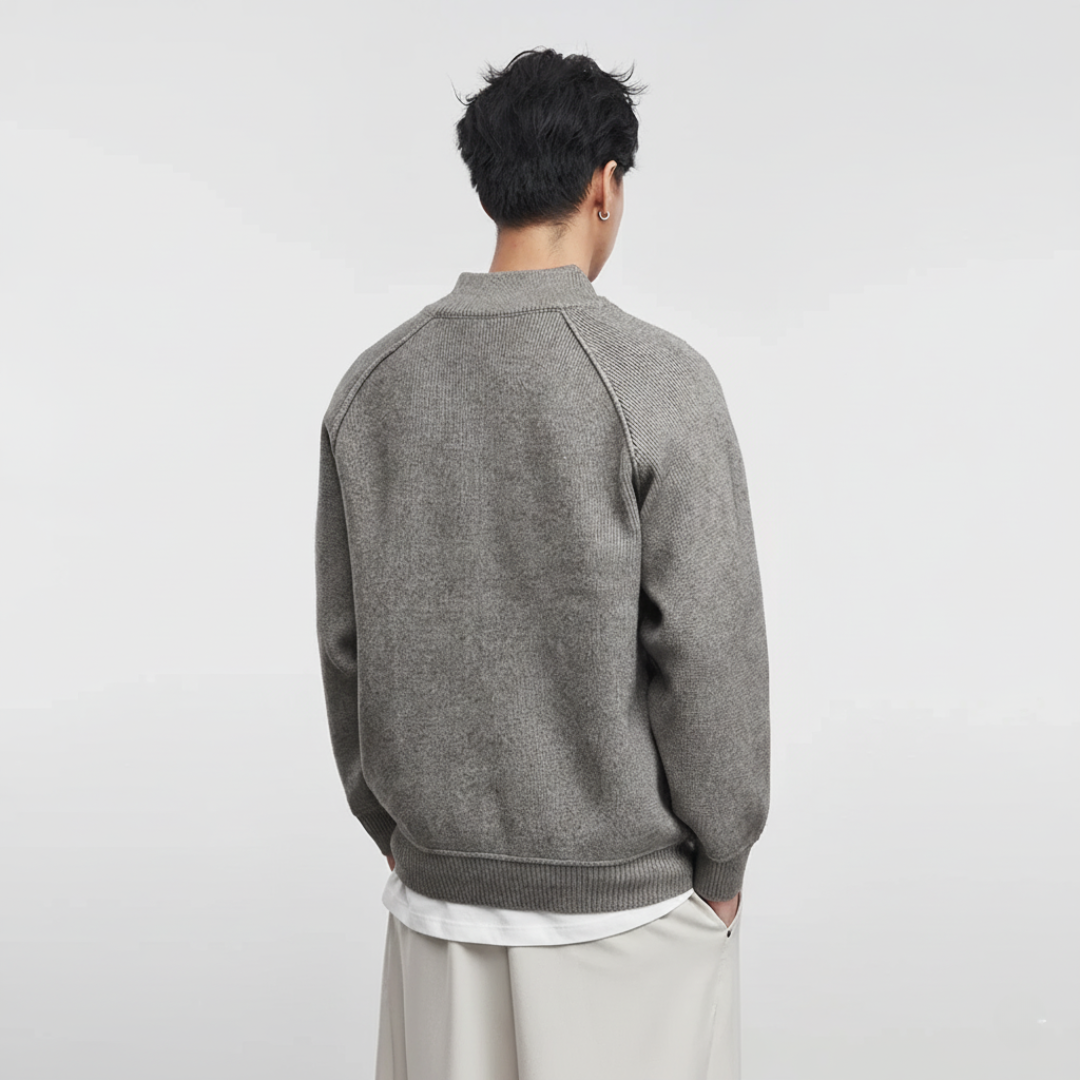 Collar Knitted Zipper Cardigan