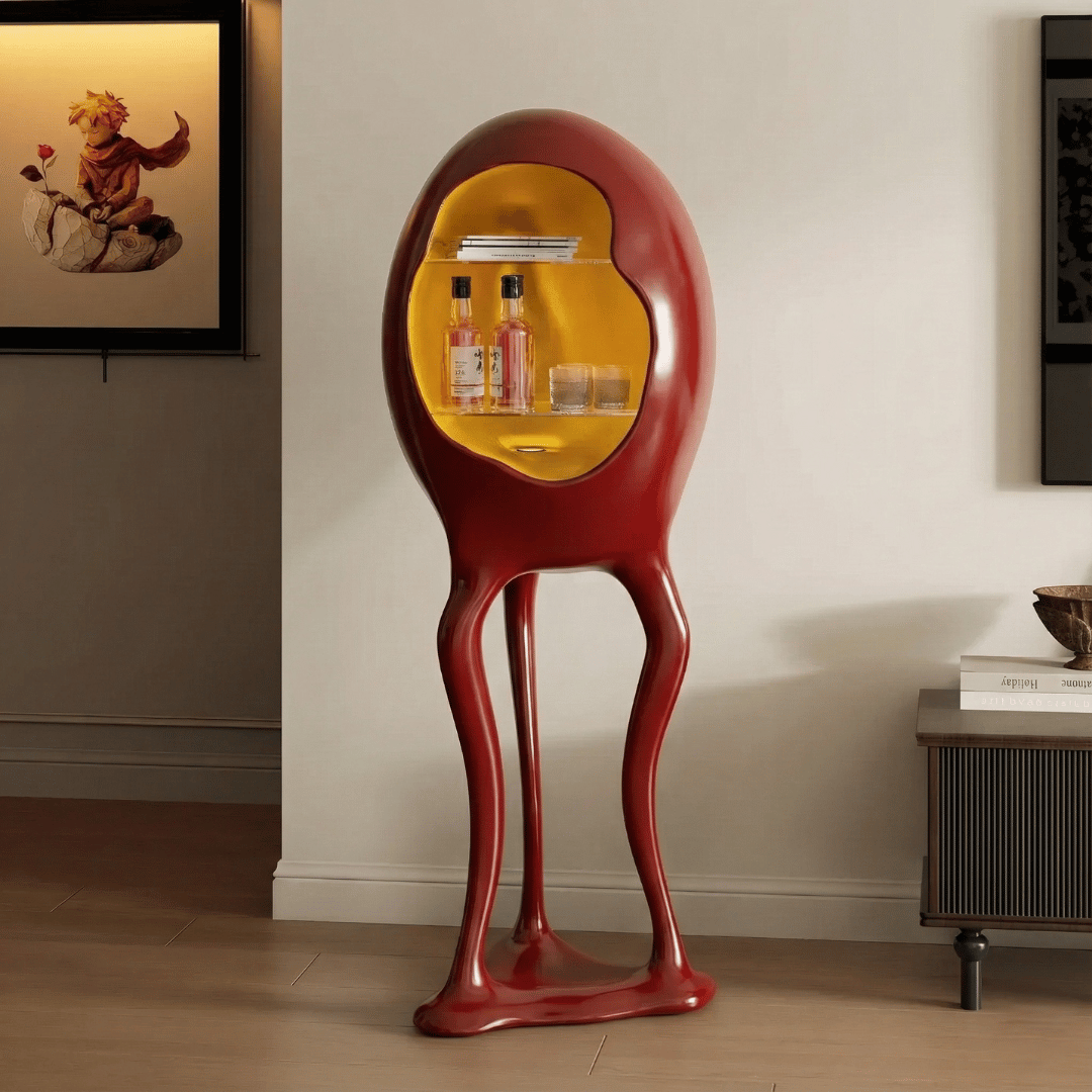 Surreal Menagerie - Sculptural Wine Cabinet with Gold Interior