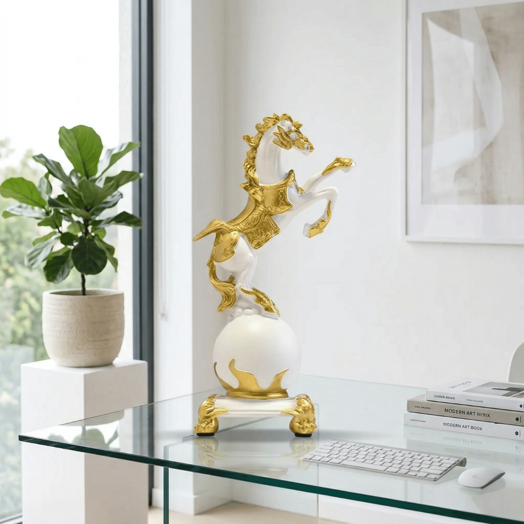 WORLD CONQUEROR | Rearing Horse Globe Sculpture