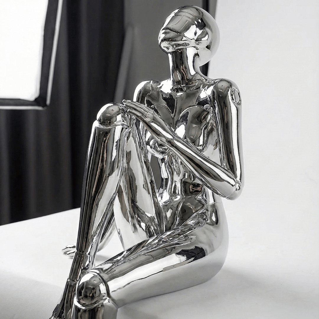CHROME REVERIE | Seated Figure Sculpture