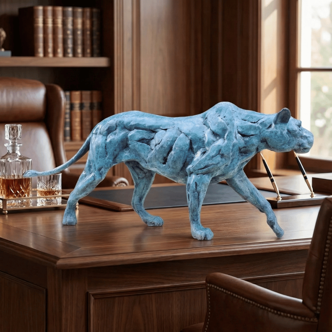 STRIDING PANTHER SCULPTURE | Oxidized Bronze
