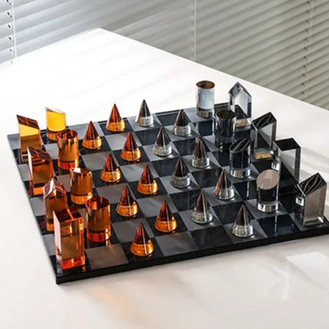 Geometric Crystal Chess Set Display