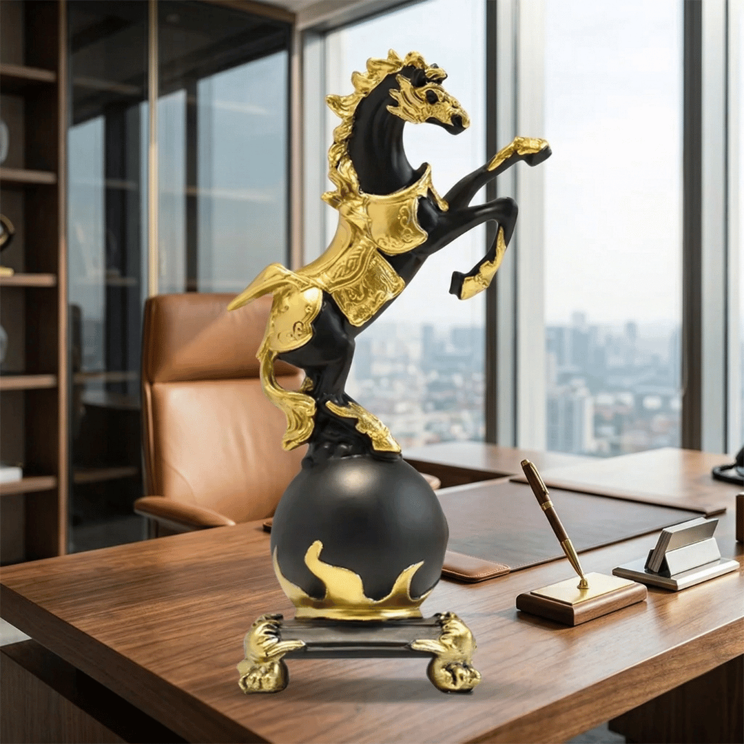 WORLD CONQUEROR | Rearing Horse Globe Sculpture