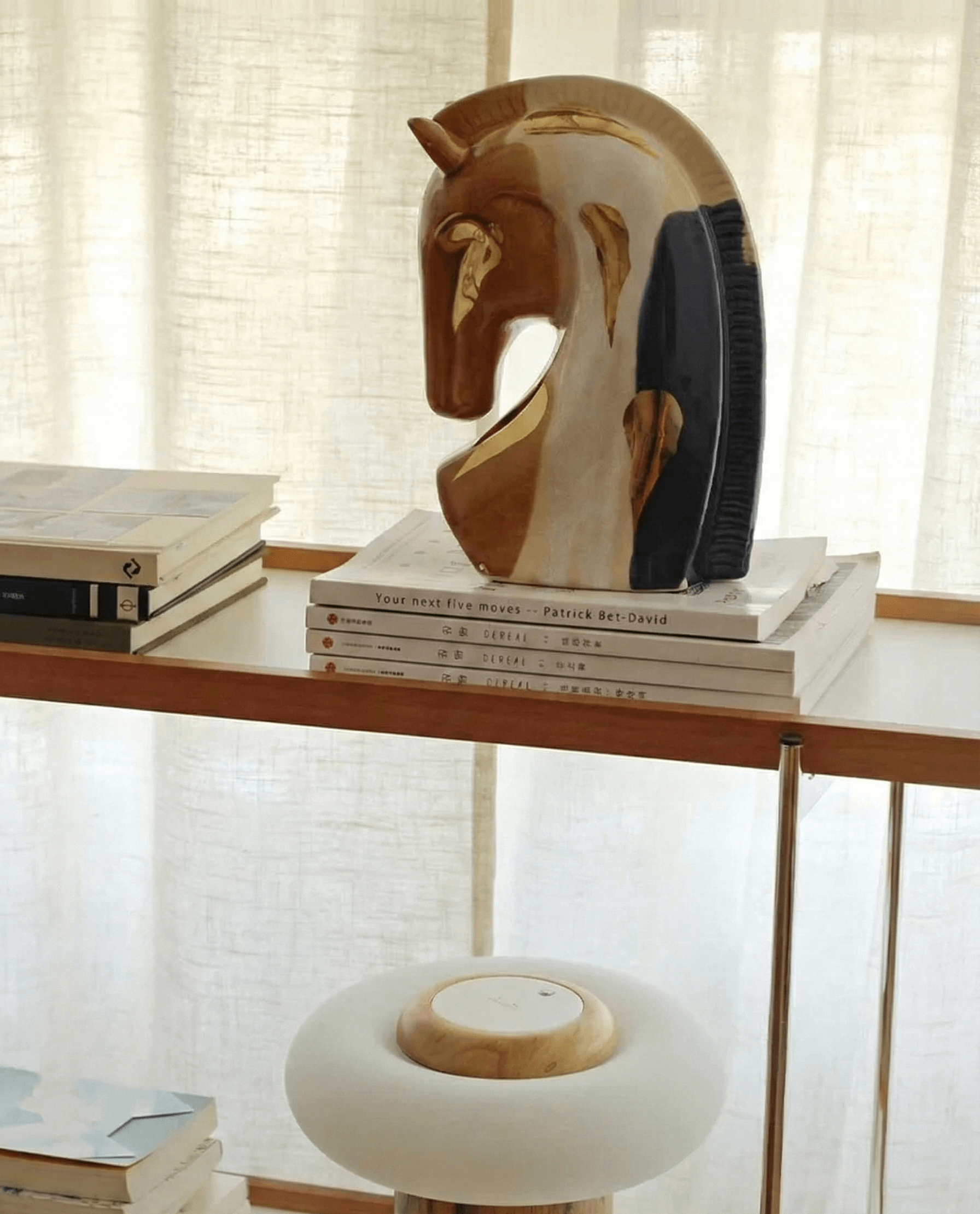 Tricolor Elegance - Abstract Ceramic Horse Sculpture