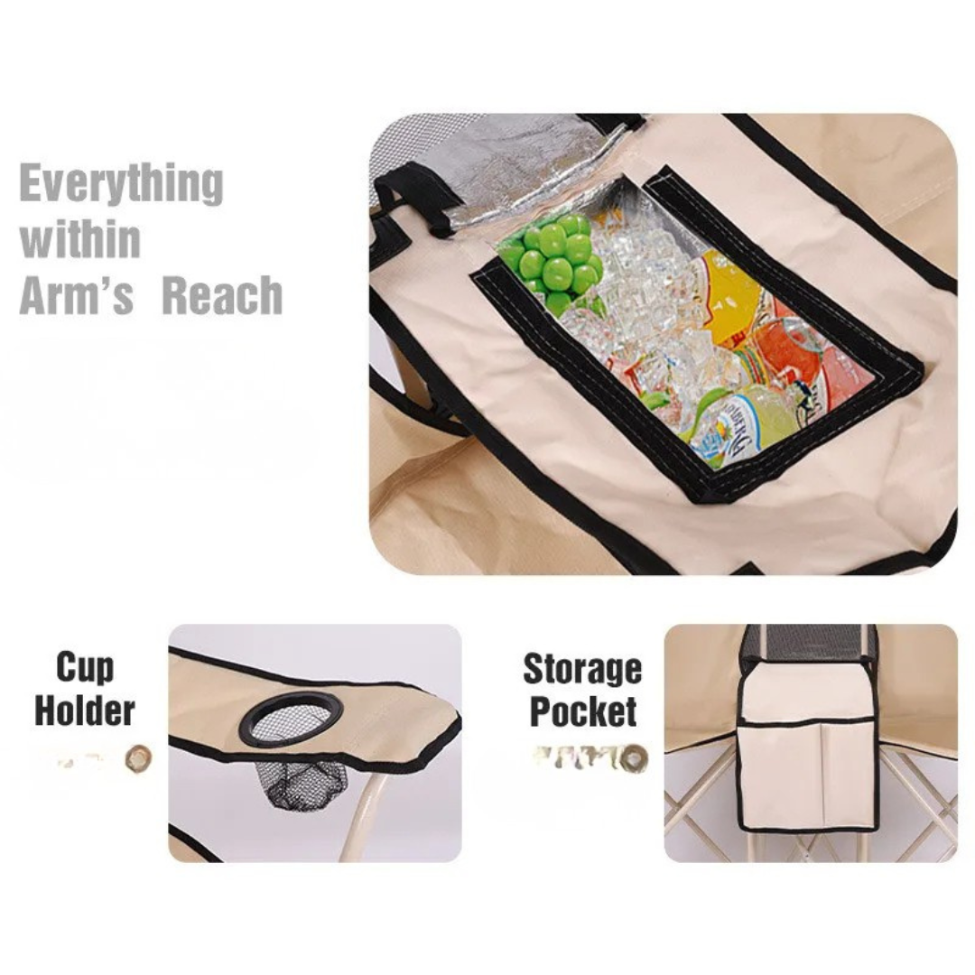 Heavy-Duty Double Folding Camping Chair with Integrated Canopy