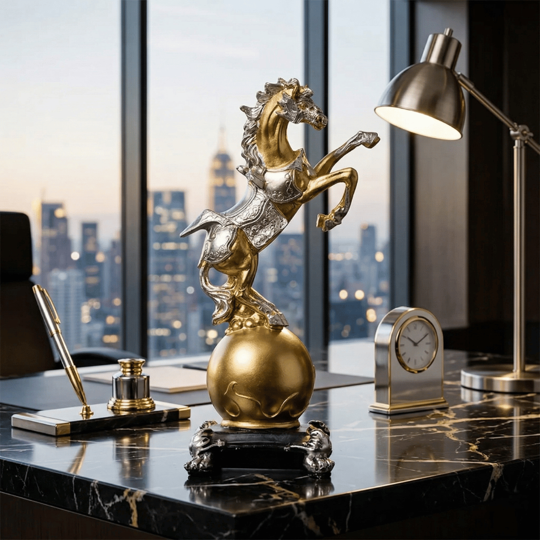 WORLD CONQUEROR | Rearing Horse Globe Sculpture
