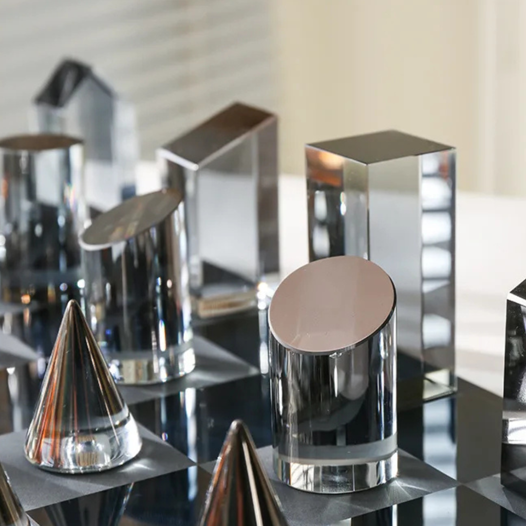 Geometric Crystal Chess Set Display