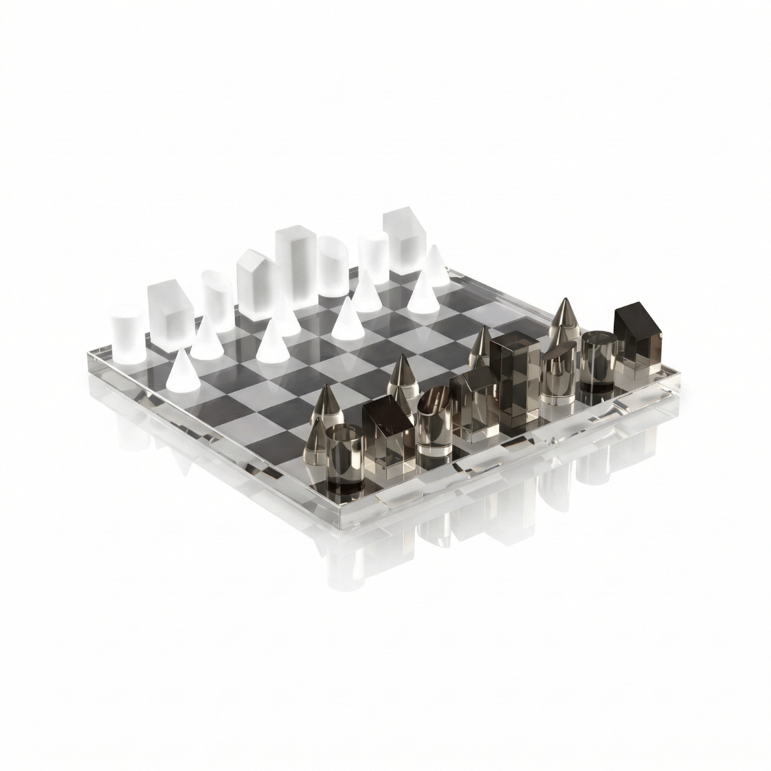 Geometric Crystal Chess Set Display