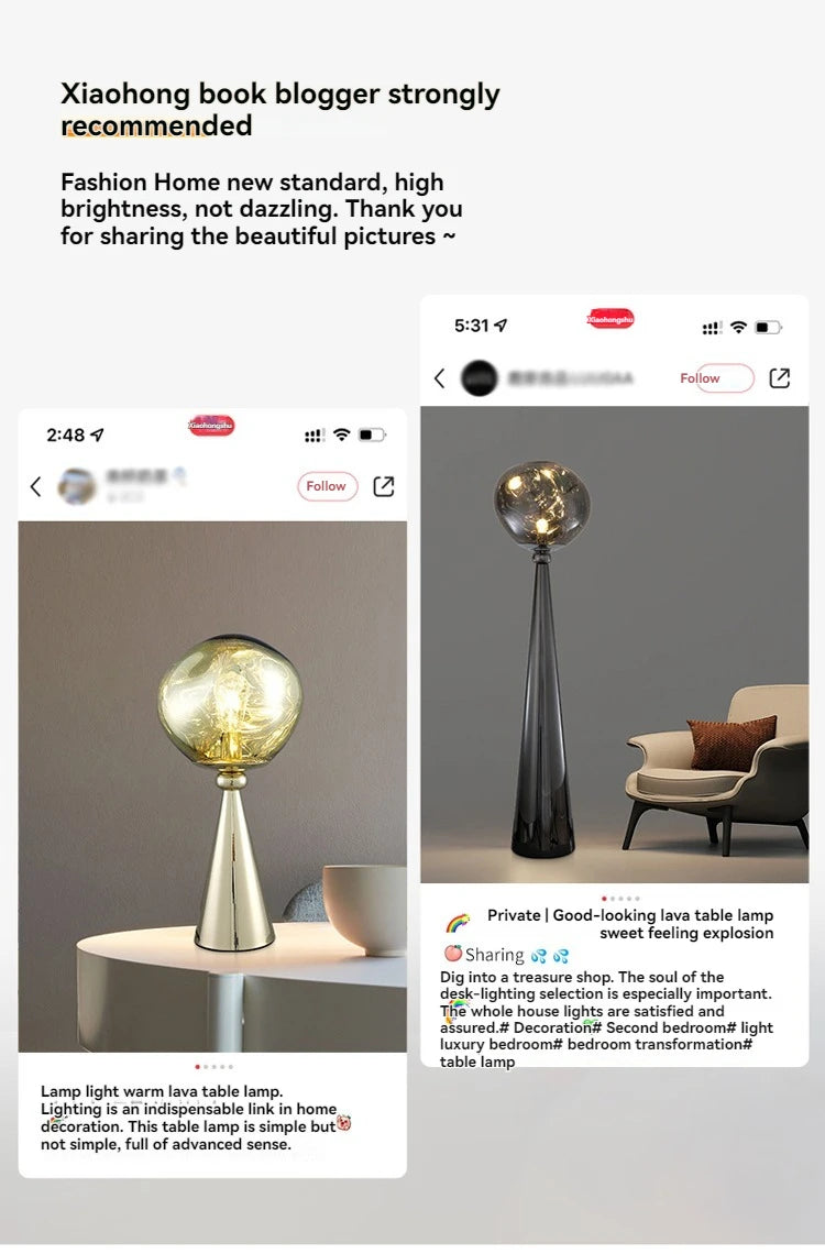 The Vulcan - Organic Form Floor Lamp with Smoke Gray Shade