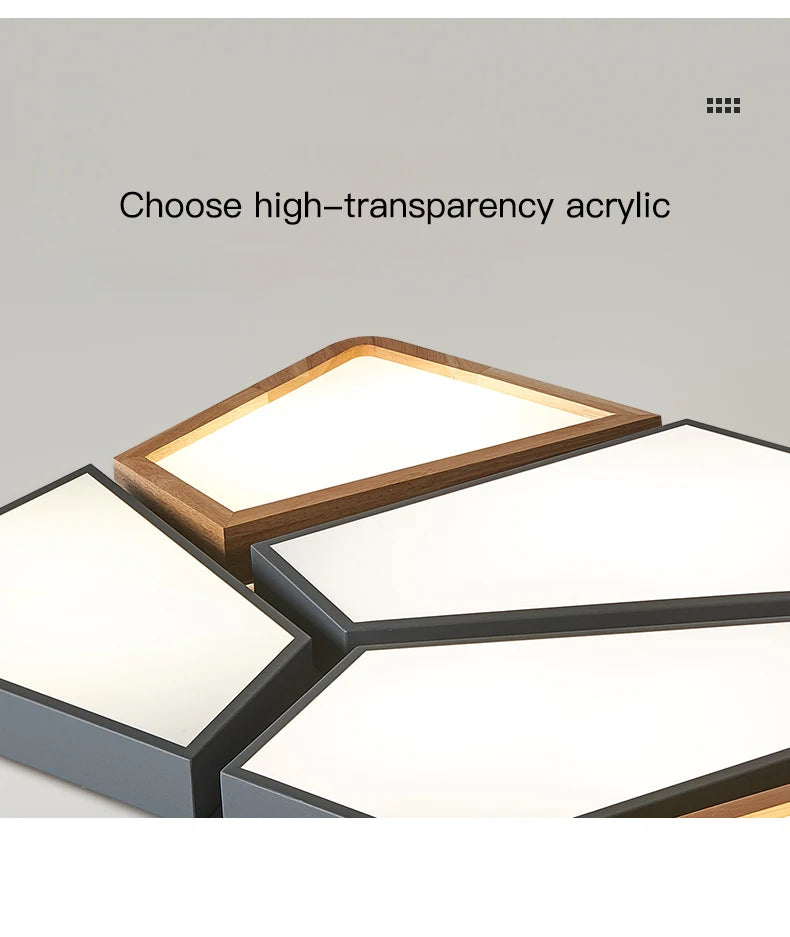 Geometra - Nordic Style Geometric Ceiling Light with Wood Finish
