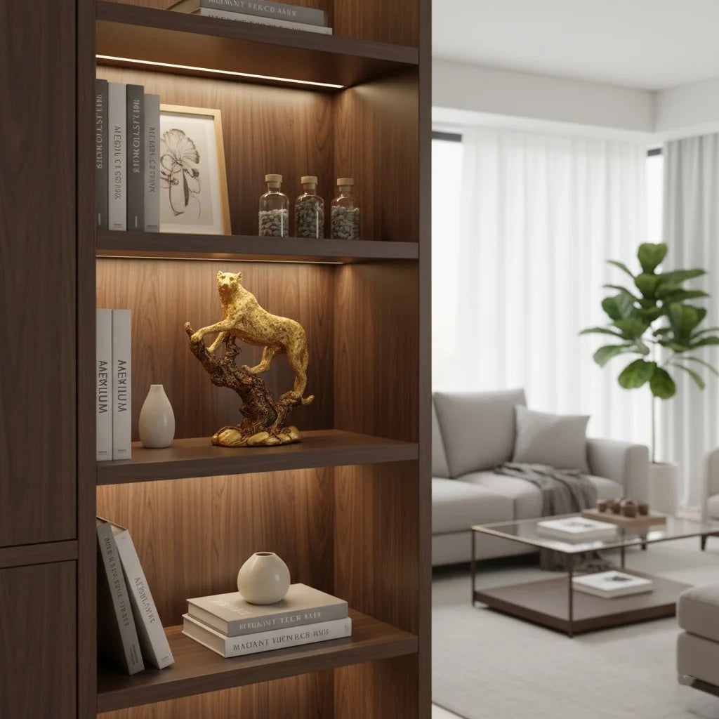 Golden Leopard Sculpture