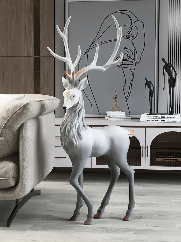 Life-Size Stag Sculpture – Luxury Resin Floor Statement Piece