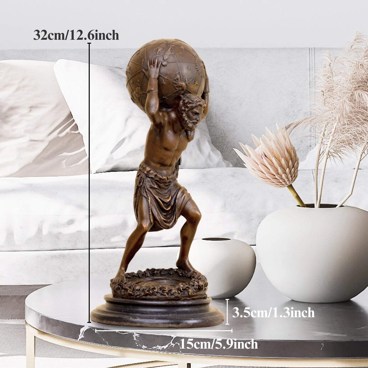 The Burden - Atlas Carrying Celestial Sphere Bronze Sculpture