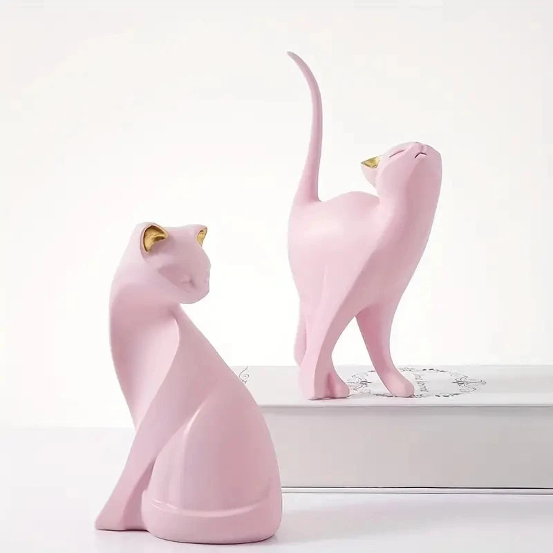 Feline Grace™ Golden Cat Sculpture Set