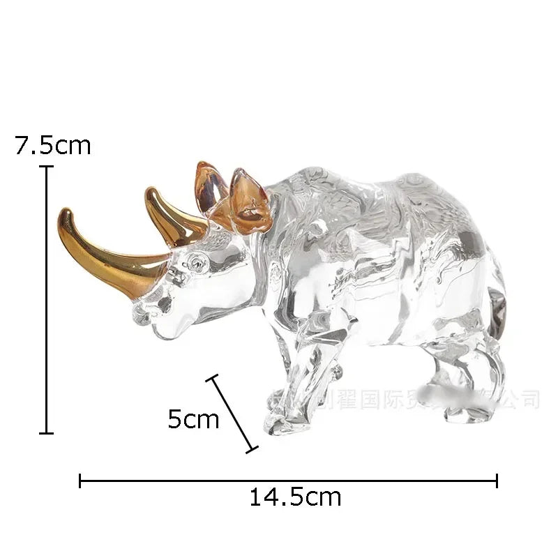 The Resilience - Crystal Rhinoceros with Gold-Accented Horn