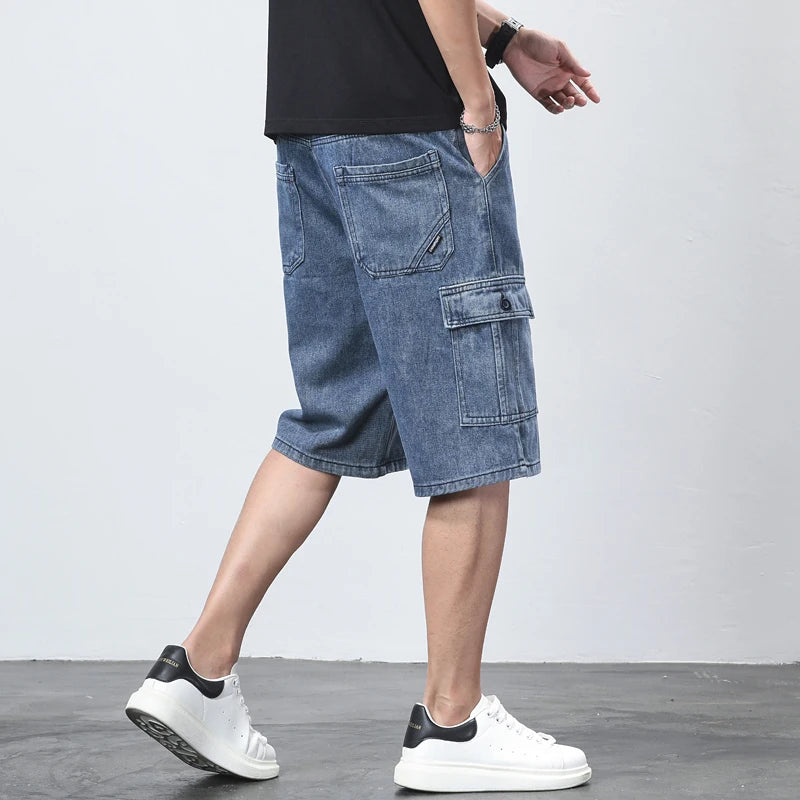 Shorts da denim cun stretch relaxà