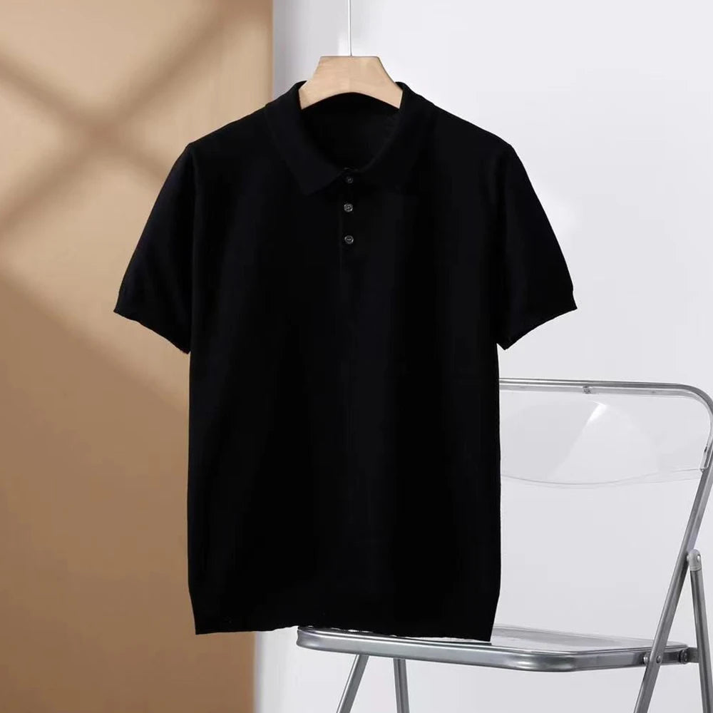 Woven Lapel Polo Shirt