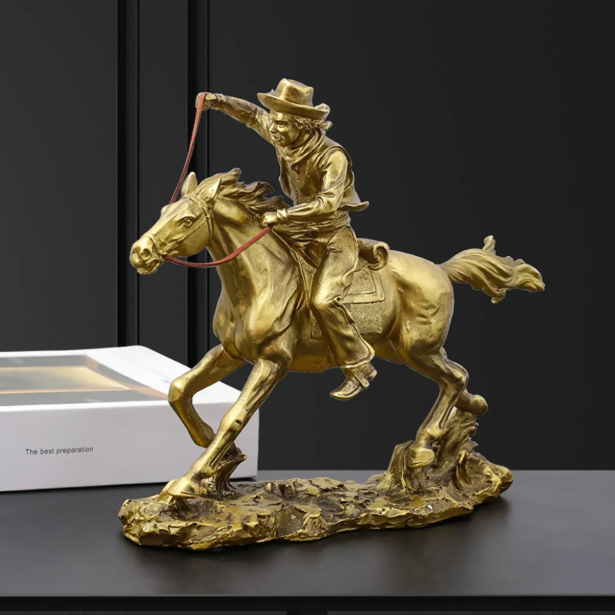 Resin Cowboy Horseman Statue