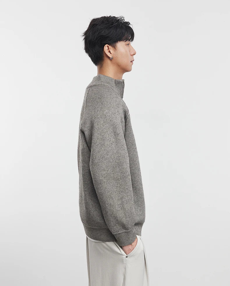 Collar Knitted Zipper Cardigan