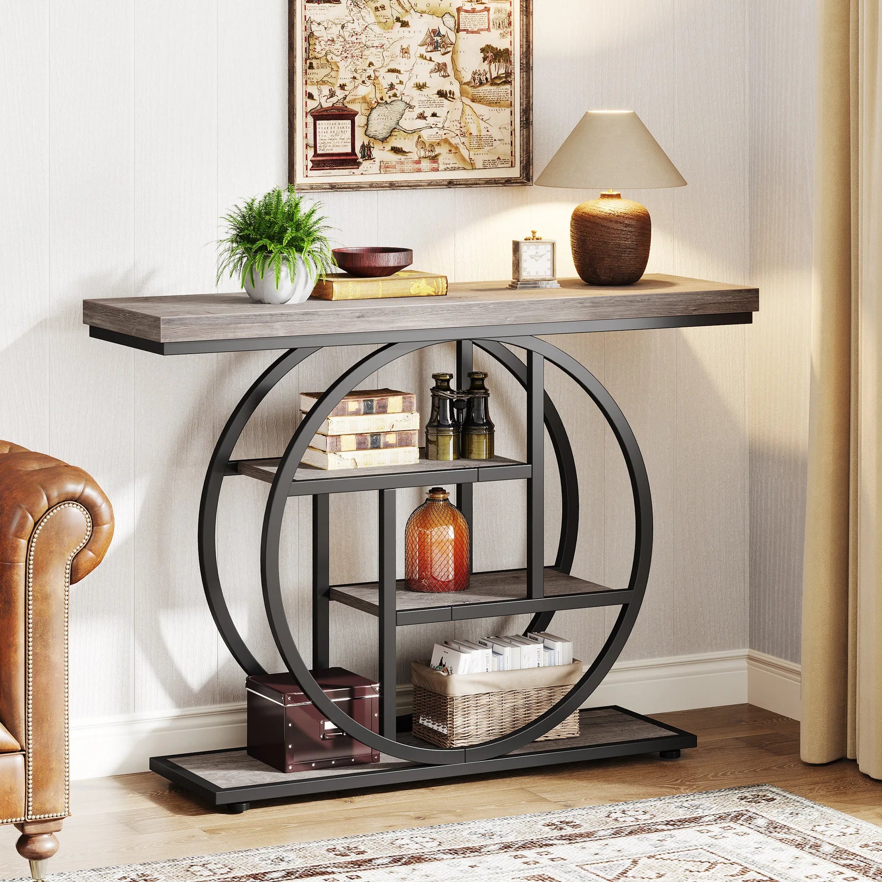 Modern Iron & Wood Entrance Table