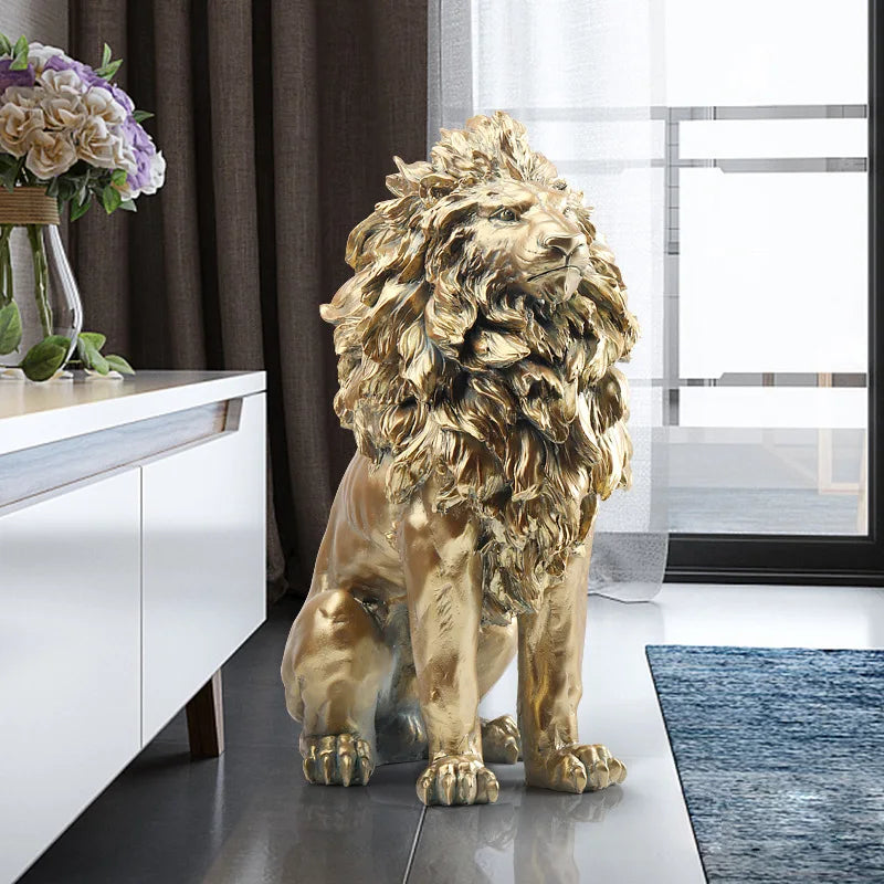 Majestic Gold Lion – Floor Sculpture