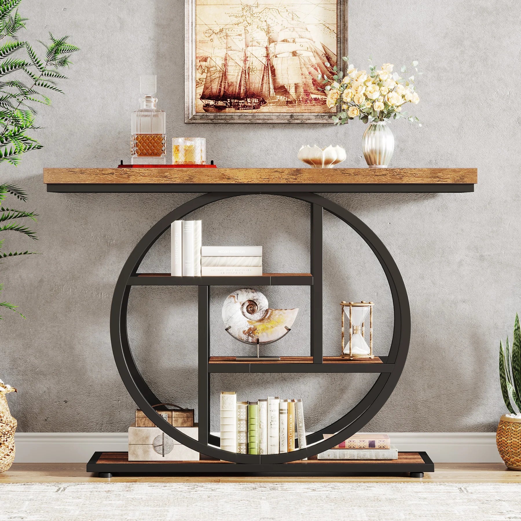 Modern Iron & Wood Entrance Table