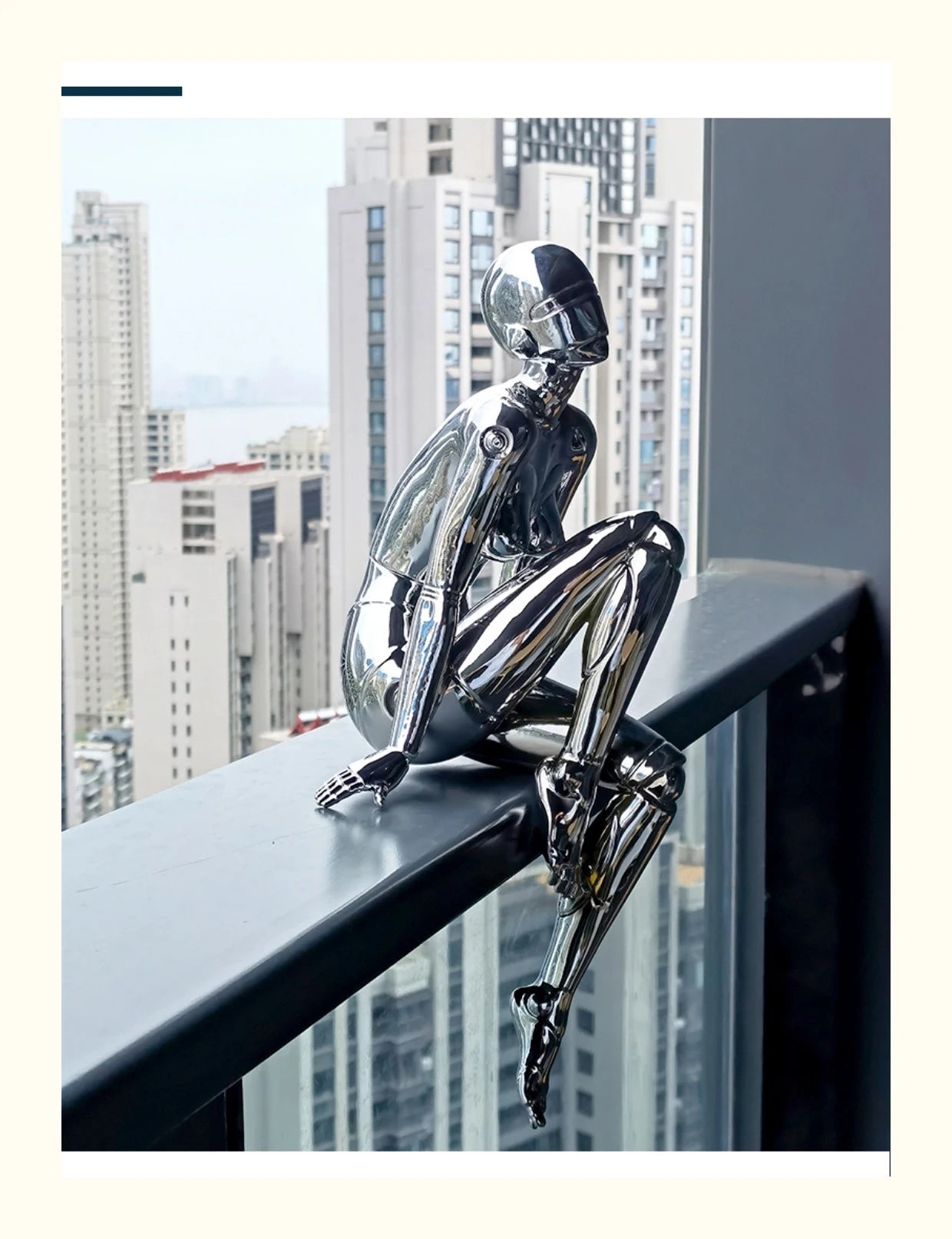 CHROME REVERIE | Seated Figure Sculpture