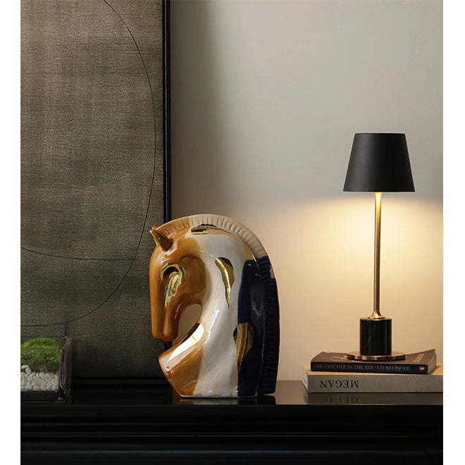 Tricolor Elegance - Abstract Ceramic Horse Sculpture