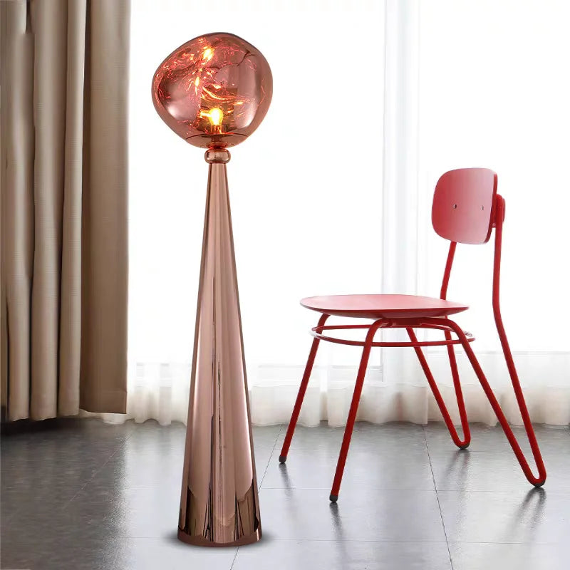 The Vulcan - Organic Form Floor Lamp with Smoke Gray Shade