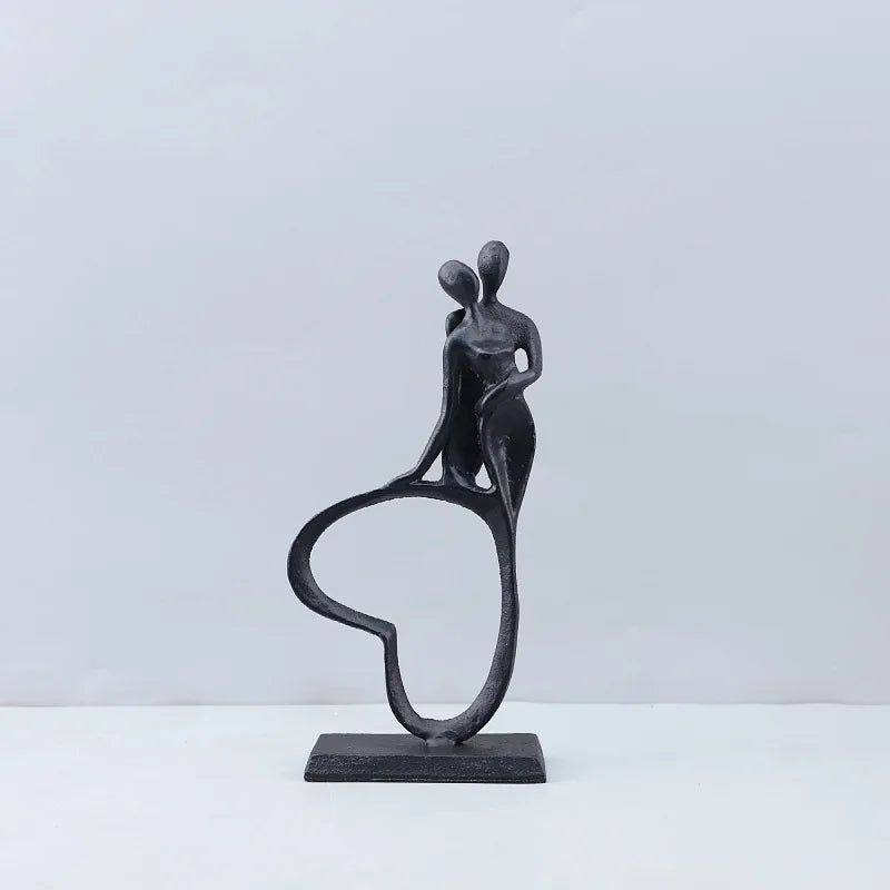 Heart Silhouette Couple Cast Iron Sculpture