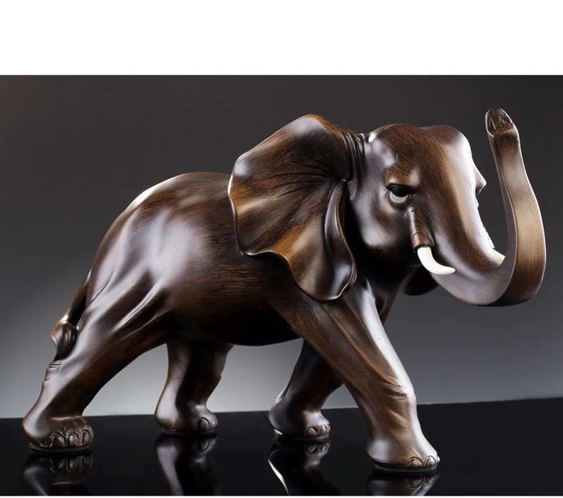 The Majestic Presence - Elephant Sculpture in Wood-Grain Resin