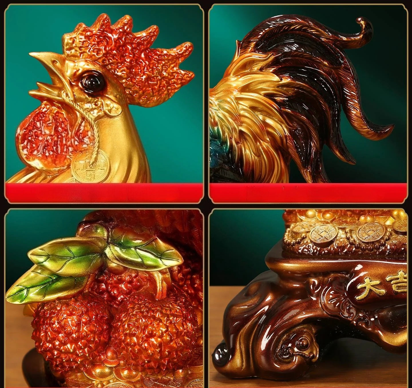 GOLDEN HERALD | Fortune Rooster Sculpture