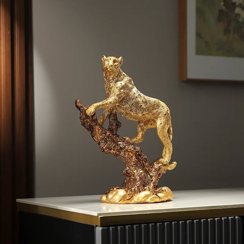Golden Leopard Sculpture