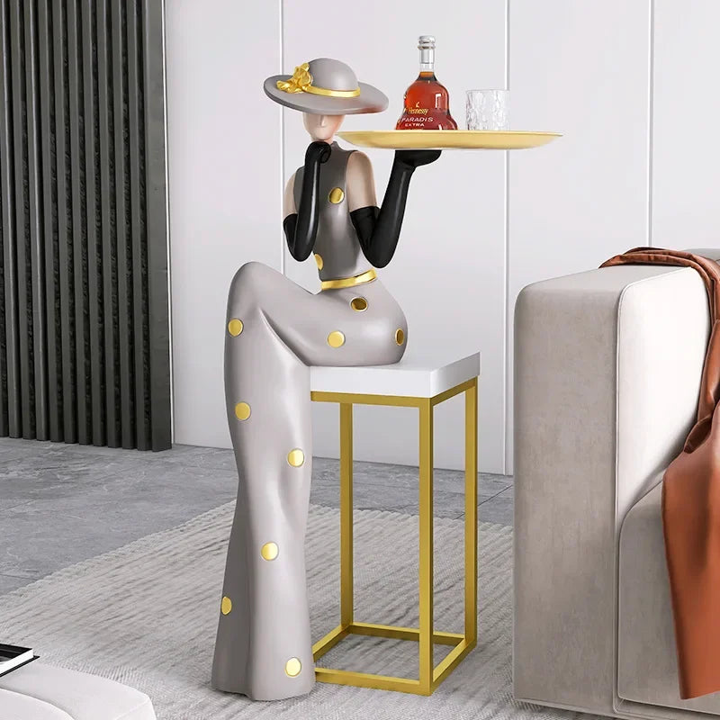 Fashion Figure Floor Sculpture with Tray