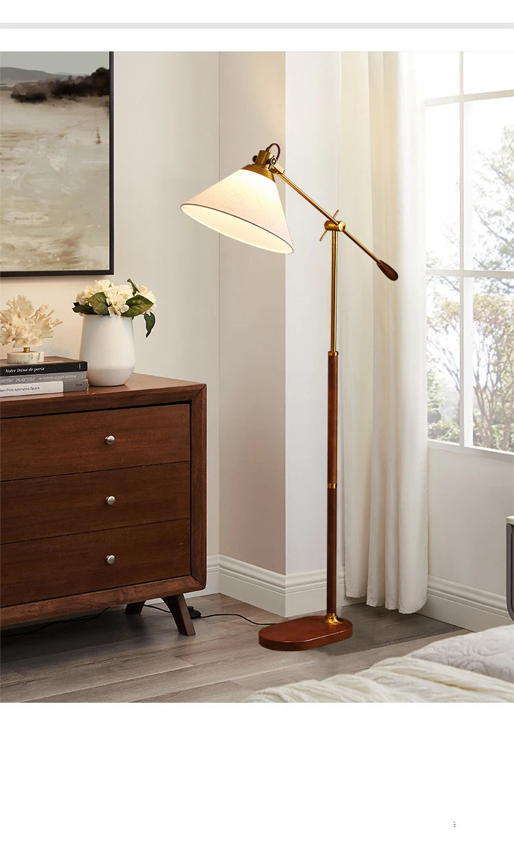 The Nordica - Walnut Wood & Brass Floor Lamp