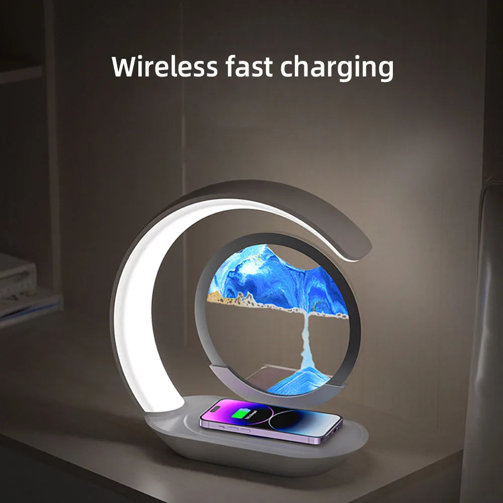 ZenFlow™ Wireless Charging Hourglass Lamp