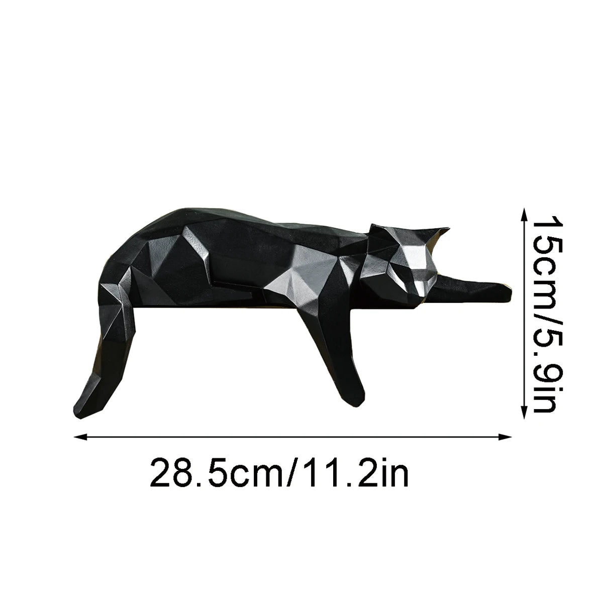 Felidae - Geometric Cat Sculpture in Modern Resin