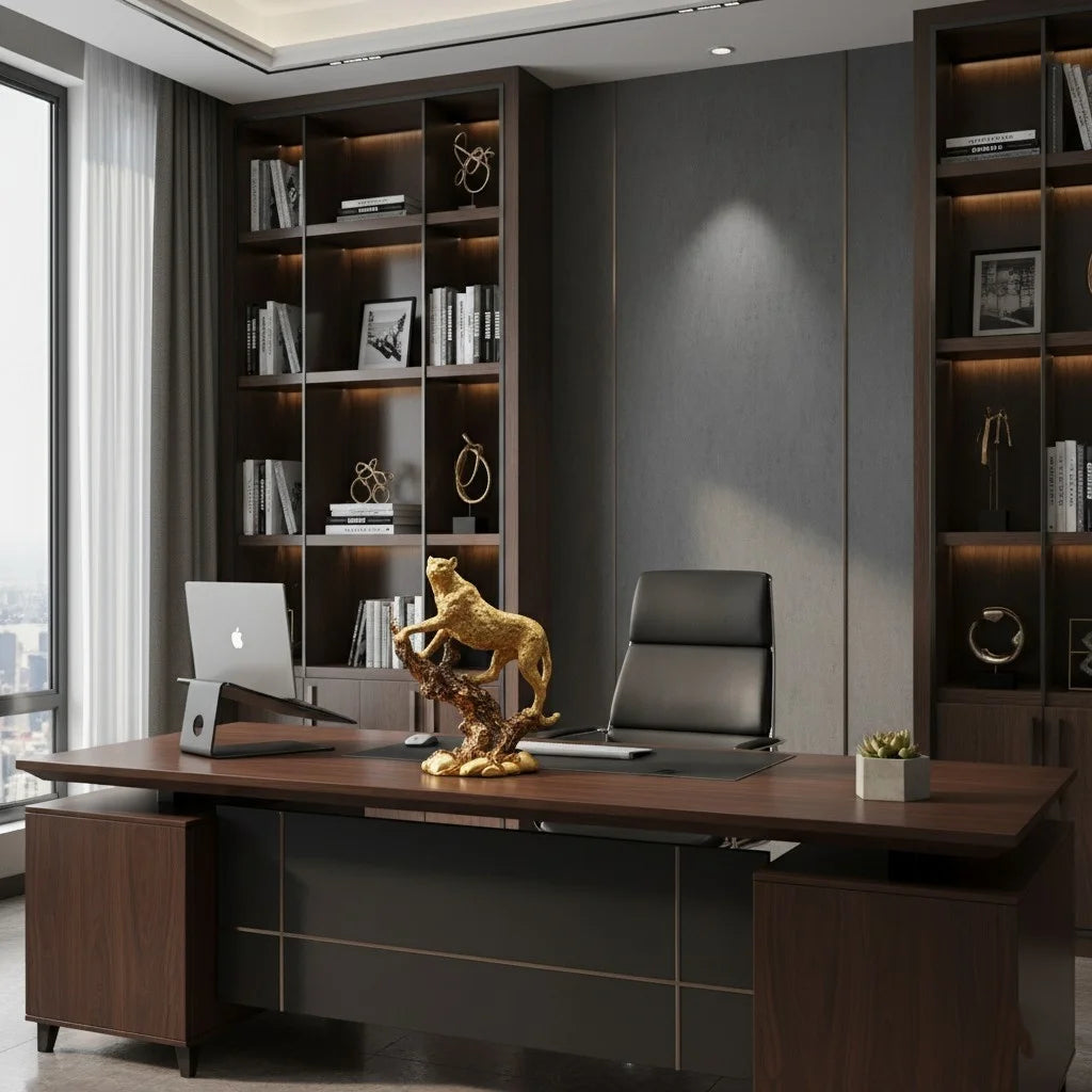 Golden Leopard Sculpture