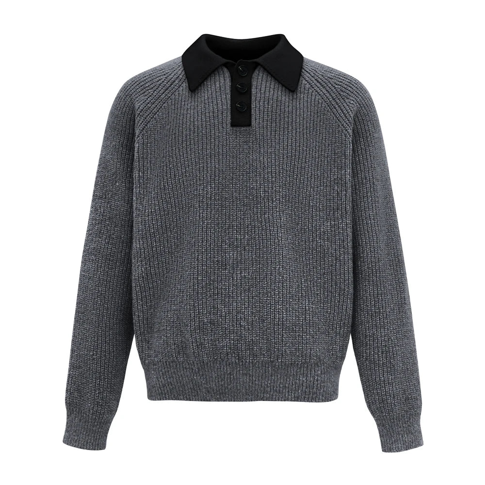 Retro Henley Collar Sweater