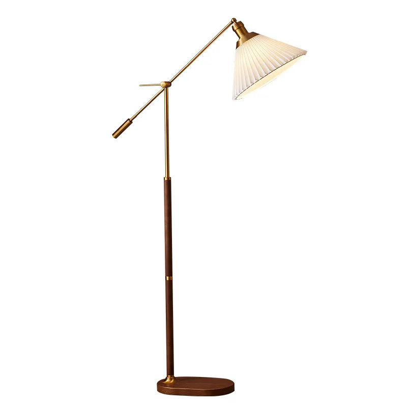 The Nordica - Walnut Wood & Brass Floor Lamp
