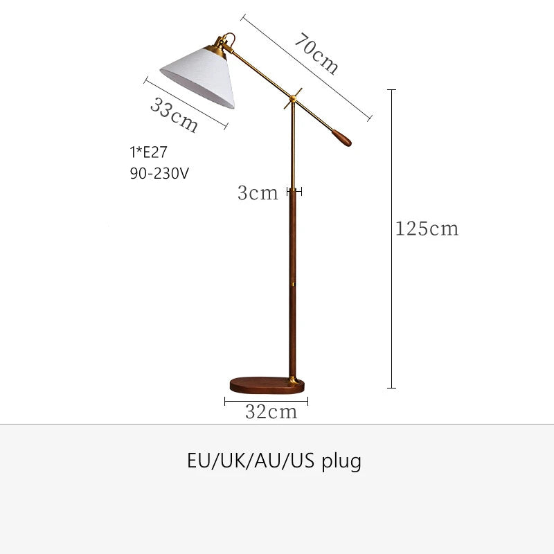 The Nordica - Walnut Wood & Brass Floor Lamp
