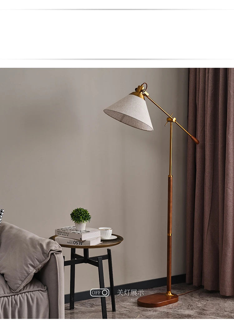 The Nordica - Walnut Wood & Brass Floor Lamp