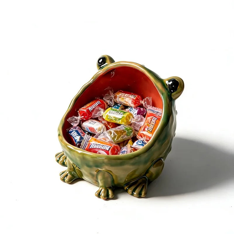 Enameled Ceramic Frog Storage Bowl