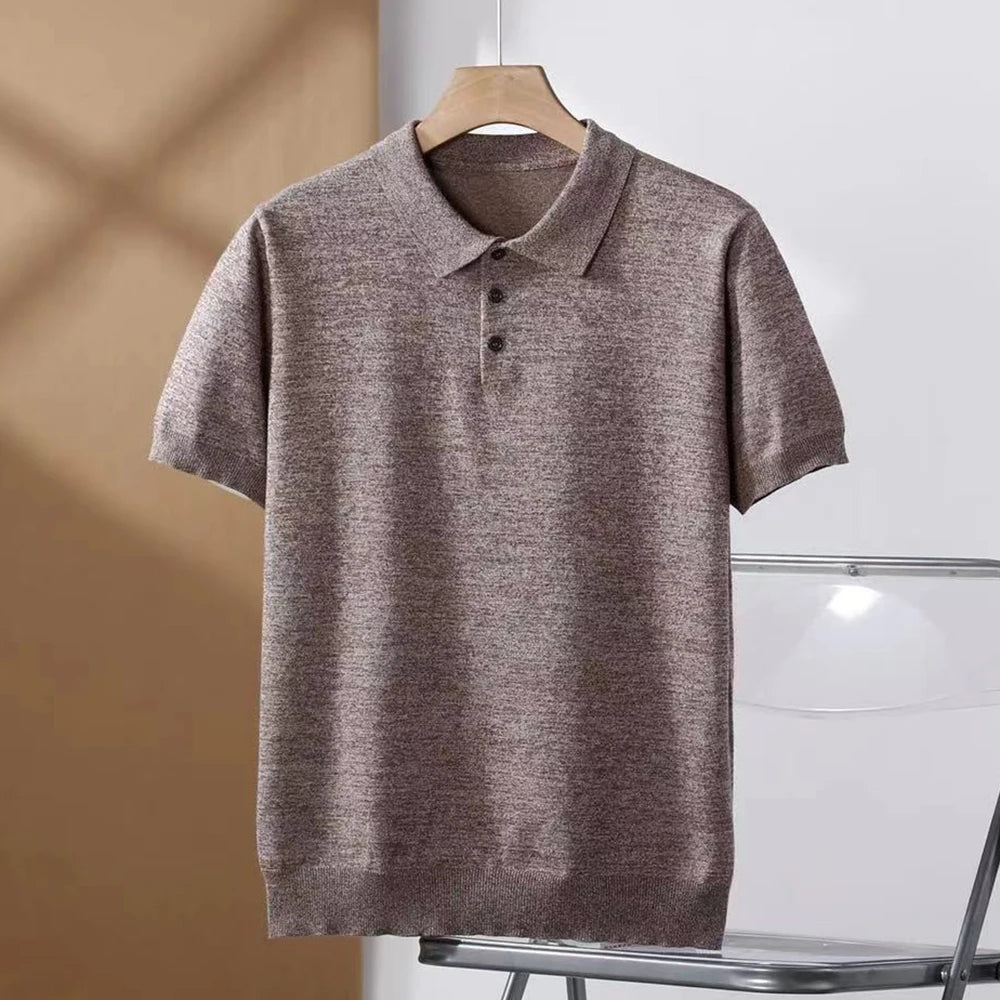 Woven Lapel Polo Shirt