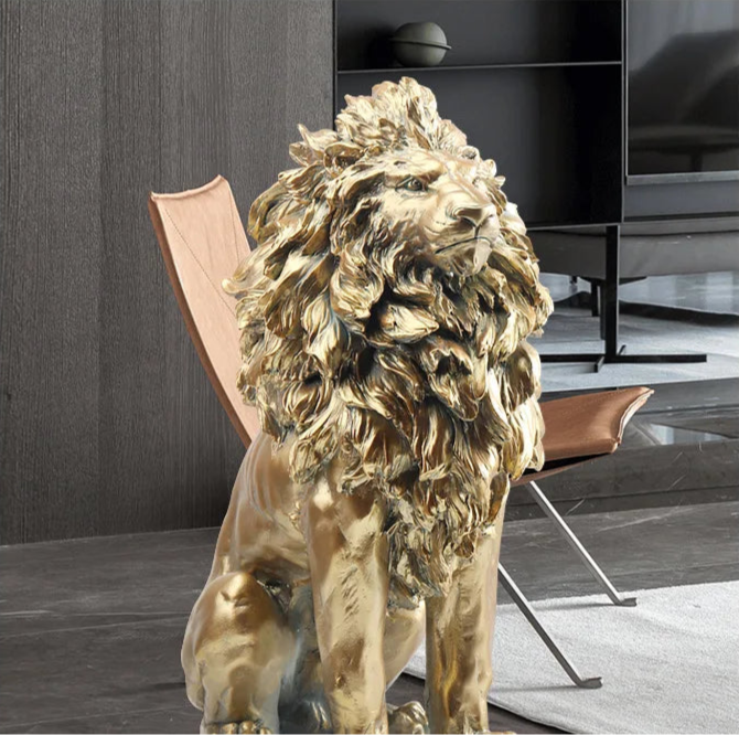 Majestic Gold Lion – Floor Sculpture